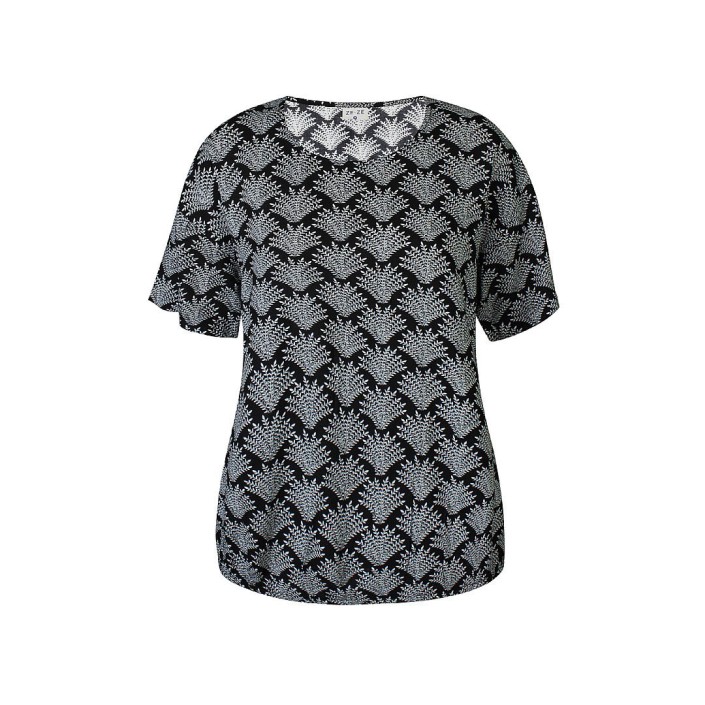 Ze-Ze Blouse Relly l/s print zwart | Freewear Blouse Relly l/s print - www.freewear.nl - Freewear