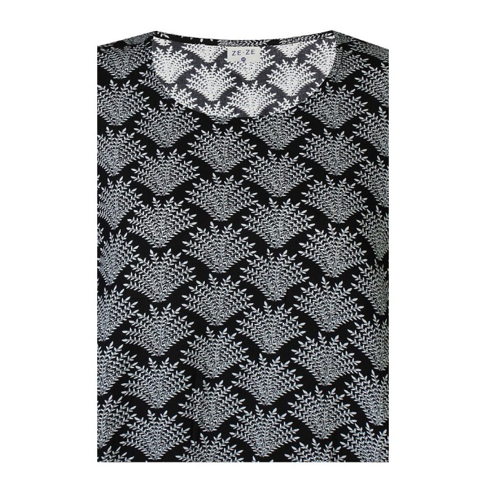 Ze-Ze Blouse Relly l/s print zwart | Freewear Blouse Relly l/s print - www.freewear.nl - Freewear