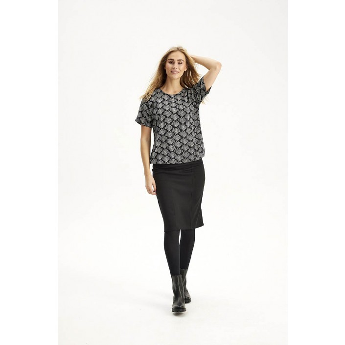Ze-Ze Blouse Relly l/s print zwart | Freewear Blouse Relly l/s print - www.freewear.nl - Freewear