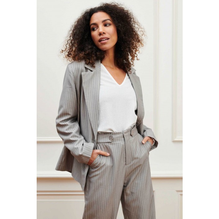 Lofty Manner Blazer Liset grijs/wit | Freewear Blazer Liset - www.freewear.nl - Freewear