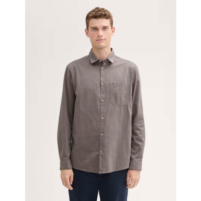 Tom Tailor Structured Shirt parasol brown | Freewear Structured Shirt - www.freewear.nl - Freewear