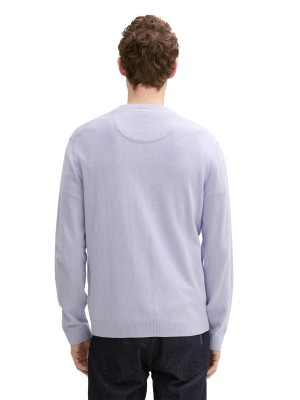 Tom Tailor Basic Crewneck knit grey lavender melange | Freewear Basic Crewneck knit - www.freewear.nl - Freewear