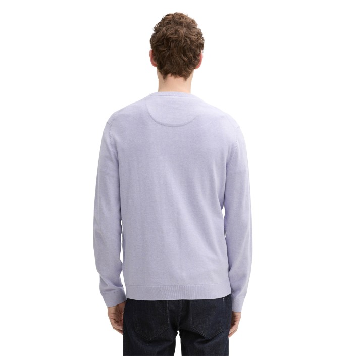 Tom Tailor Basic Crewneck knit grey lavender melange | Freewear Basic Crewneck knit - www.freewear.nl - Freewear
