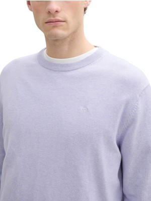 Tom Tailor Basic Crewneck knit grey lavender melange | Freewear Basic Crewneck knit - www.freewear.nl - Freewear