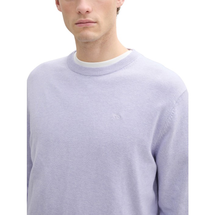 Tom Tailor Basic Crewneck knit grey lavender melange | Freewear Basic Crewneck knit - www.freewear.nl - Freewear