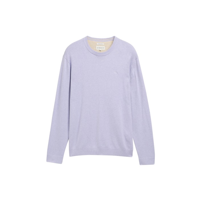 Tom Tailor Basic Crewneck knit grey lavender melange | Freewear Basic Crewneck knit - www.freewear.nl - Freewear
