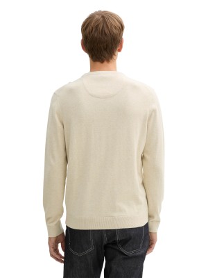 Tom Tailor Basic Crewneck knit soft beige melange | Freewear Basic Crewneck knit - www.freewear.nl - Freewear