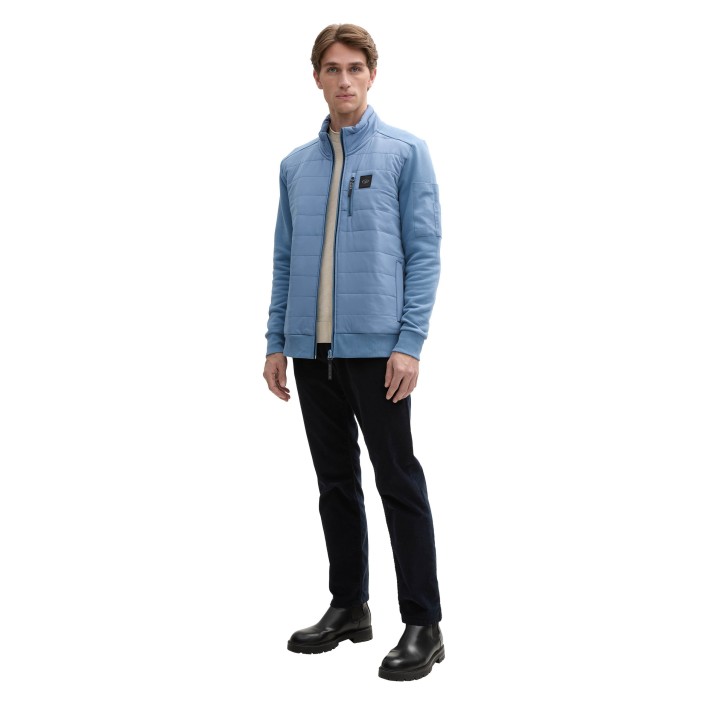 Tom Tailor Hybrid sweat-jacket marine blue | Freewear Hybrid sweat-jacket - www.freewear.nl - Freewear