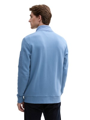 Tom Tailor Hybrid sweat-jacket marine blue | Freewear Hybrid sweat-jacket - www.freewear.nl - Freewear