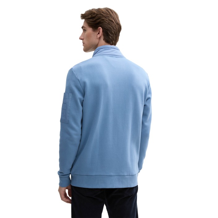 Tom Tailor Hybrid sweat-jacket marine blue | Freewear Hybrid sweat-jacket - www.freewear.nl - Freewear