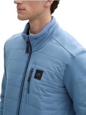Tom Tailor Hybrid sweat-jacket marine blue | Freewear Hybrid sweat-jacket - www.freewear.nl - Freewear