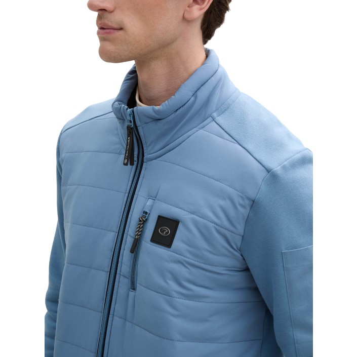 Tom Tailor Hybrid sweat-jacket marine blue | Freewear Hybrid sweat-jacket - www.freewear.nl - Freewear