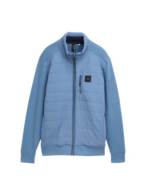 Tom Tailor Hybrid sweat-jacket marine blue | Freewear Hybrid sweat-jacket - www.freewear.nl - Freewear