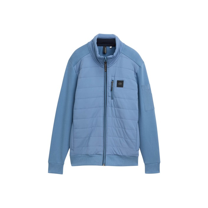 Tom Tailor Hybrid sweat-jacket marine blue | Freewear Hybrid sweat-jacket - www.freewear.nl - Freewear