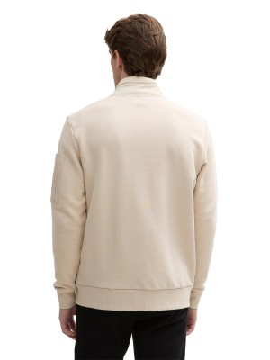 Tom Tailor Hybrid sweat-jacket light cashew beige | Freewear Hybrid sweat-jacket - www.freewear.nl - Freewear