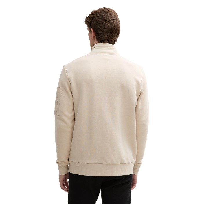 Tom Tailor Hybrid sweat-jacket light cashew beige | Freewear Hybrid sweat-jacket - www.freewear.nl - Freewear