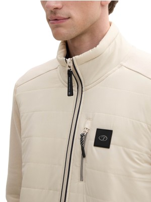 Tom Tailor Hybrid sweat-jacket light cashew beige | Freewear Hybrid sweat-jacket - www.freewear.nl - Freewear