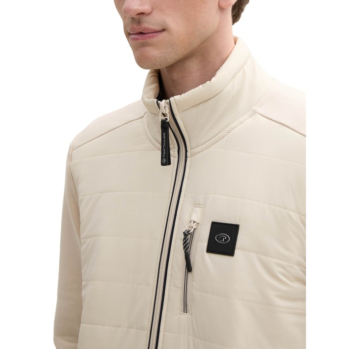 Tom Tailor Hybrid sweat-jacket light cashew beige | Freewear Hybrid sweat-jacket - www.freewear.nl - Freewear
