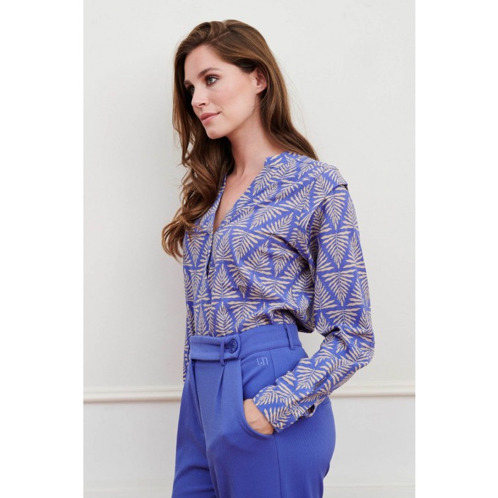 Lofty Manner Blouse Sophie zigzag leaves print | Freewear Blouse Sophie - www.freewear.nl - Freewear
