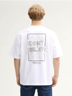 Tom Tailor Oversized printed t-shirt white | Freewear Oversized printed t-shirt - www.freewear.nl - Freewear