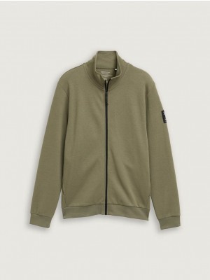 Tom Tailor Stand up collar sweat jacket tree moss green | Freewear Stand up collar sweat jacket - www.freewear.nl - Freewear