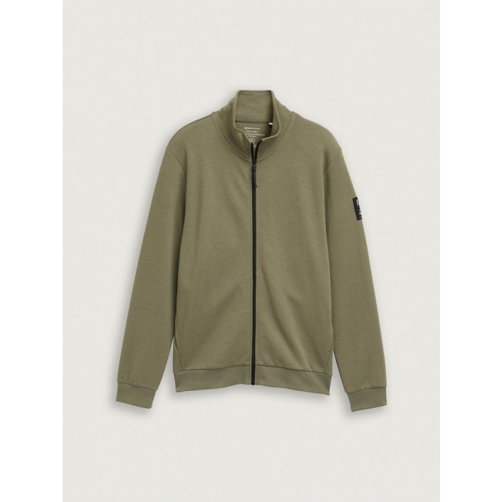 Tom Tailor Stand up collar sweat jacket tree moss green | Freewear Stand up collar sweat jacket - www.freewear.nl - Freewear