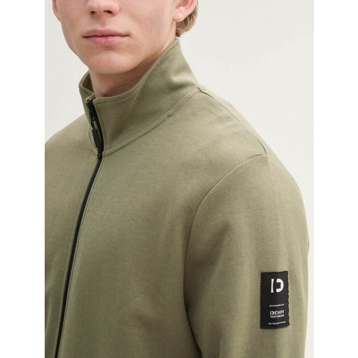 Tom Tailor Stand up collar sweat jacket tree moss green | Freewear Stand up collar sweat jacket - www.freewear.nl - Freewear