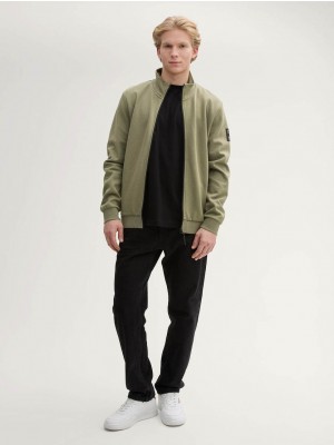 Tom Tailor Stand up collar sweat jacket tree moss green | Freewear Stand up collar sweat jacket - www.freewear.nl - Freewear