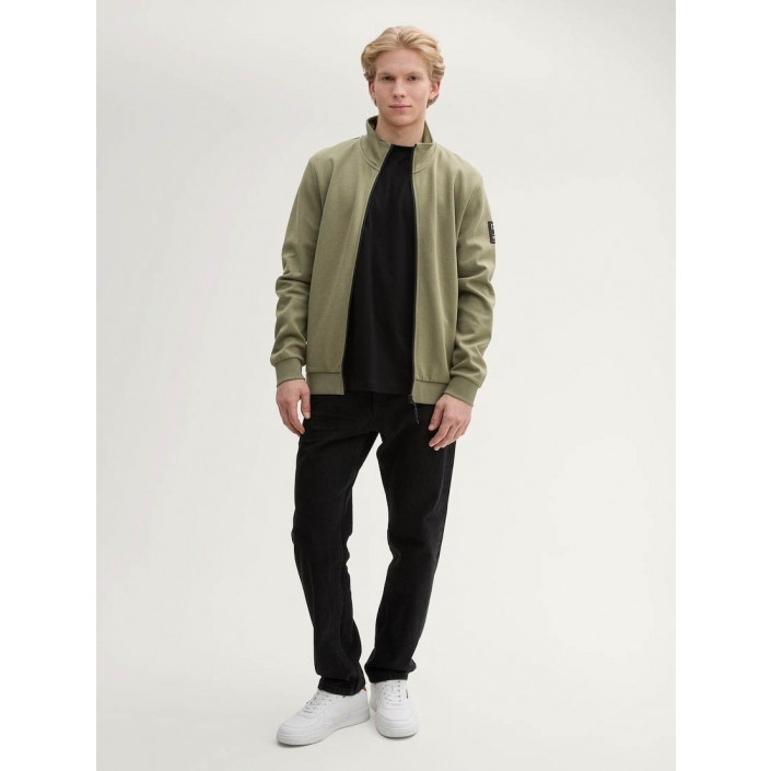 Tom Tailor Stand up collar sweat jacket tree moss green | Freewear Stand up collar sweat jacket - www.freewear.nl - Freewear