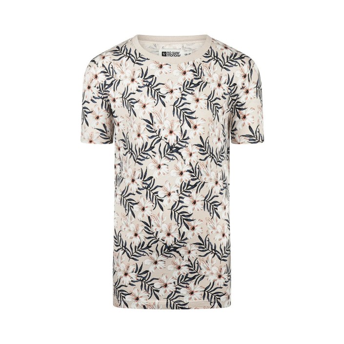 No Way Monday Ki T-shirt ss bloem beige | Freewear Ki T-shirt ss bloem - www.freewear.nl - Freewear