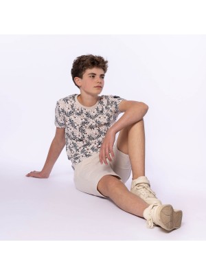 No Way Monday Ki T-shirt ss bloem beige | Freewear Ki T-shirt ss bloem - www.freewear.nl - Freewear
