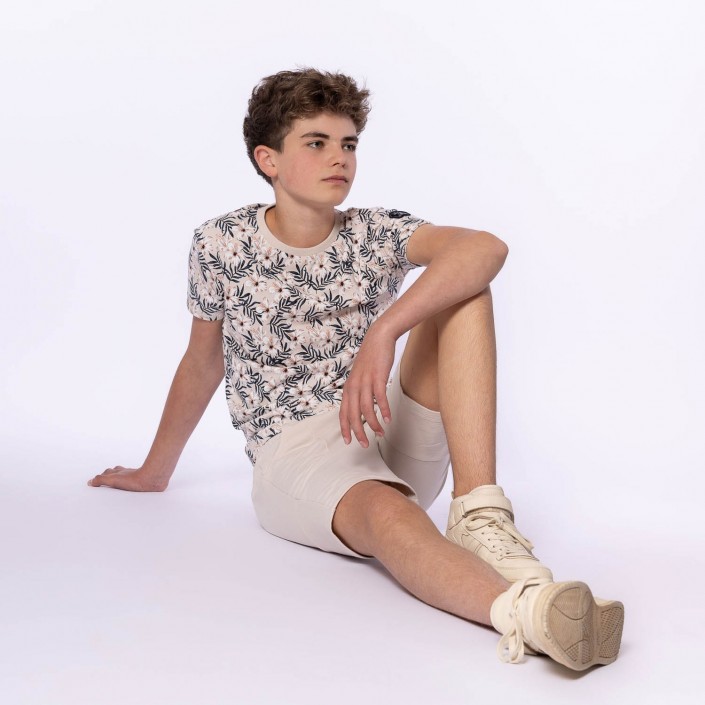 No Way Monday Ki T-shirt ss bloem beige | Freewear Ki T-shirt ss bloem - www.freewear.nl - Freewear