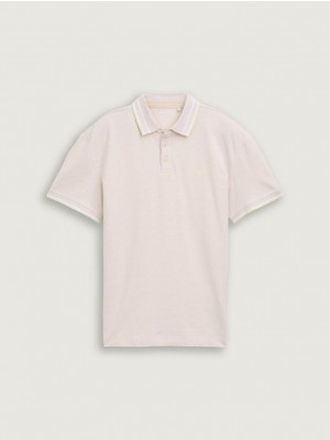 Tom Tailor Polo with print light cashew beige | Freewear Polo with print - www.freewear.nl - Freewear