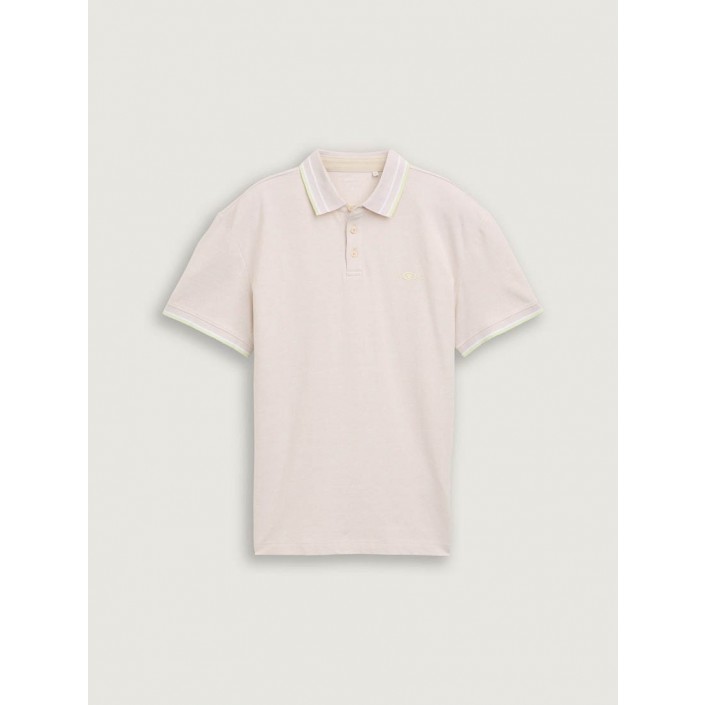 Tom Tailor Polo with print light cashew beige | Freewear Polo with print - www.freewear.nl - Freewear