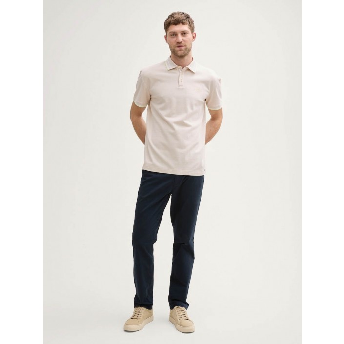 Tom Tailor Polo with print light cashew beige | Freewear Polo with print - www.freewear.nl - Freewear