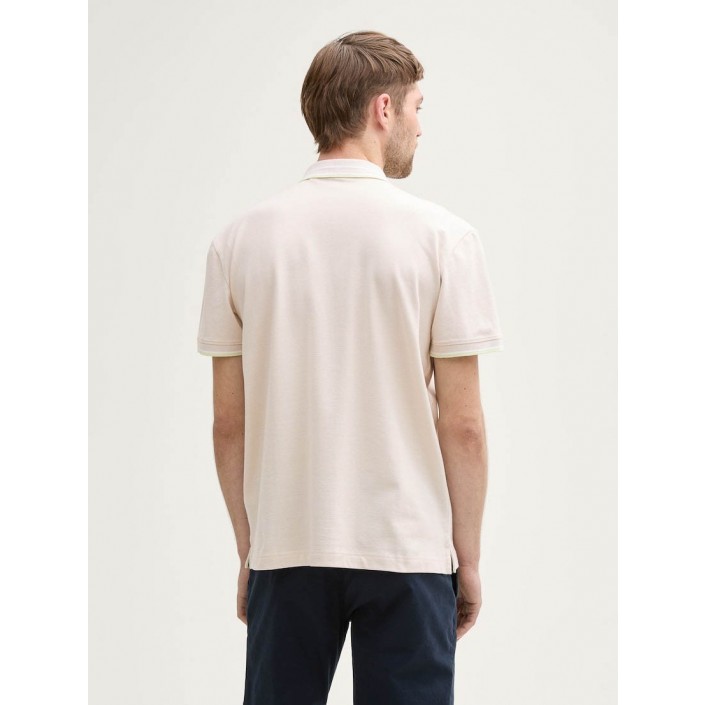 Tom Tailor Polo with print light cashew beige | Freewear Polo with print - www.freewear.nl - Freewear