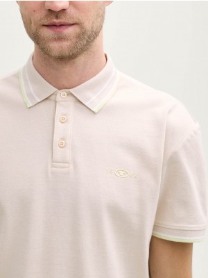 Tom Tailor Polo with print light cashew beige | Freewear Polo with print - www.freewear.nl - Freewear