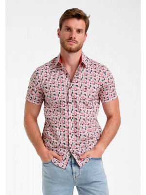 Multi Brands Overhemd ss print light coral | Freewear Overhemd ss print - www.freewear.nl - Freewear