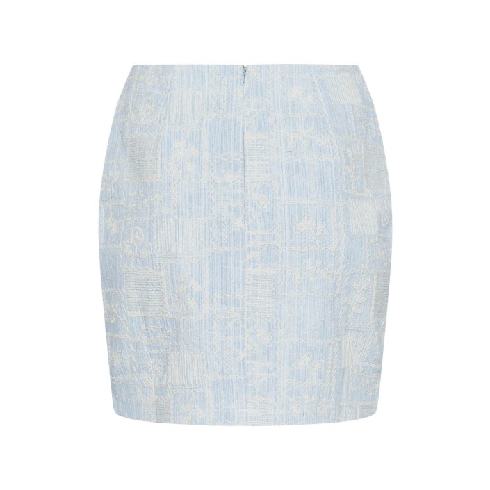 Sisters Point Newa Skirt denim/cream | Freewear Newa Skirt - www.freewear.nl - Freewear