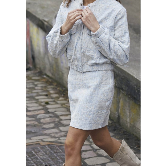 Sisters Point Newa Skirt denim/cream | Freewear Newa Skirt - www.freewear.nl - Freewear