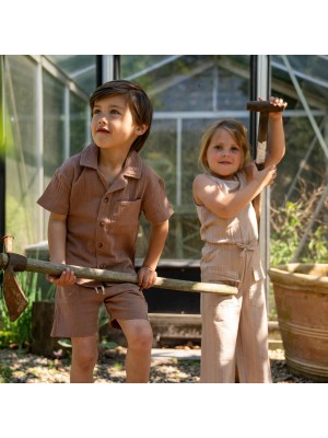 Koko Noko Ki Jumpsuit streep sand | Freewear Ki Jumpsuit streep - www.freewear.nl - Freewear
