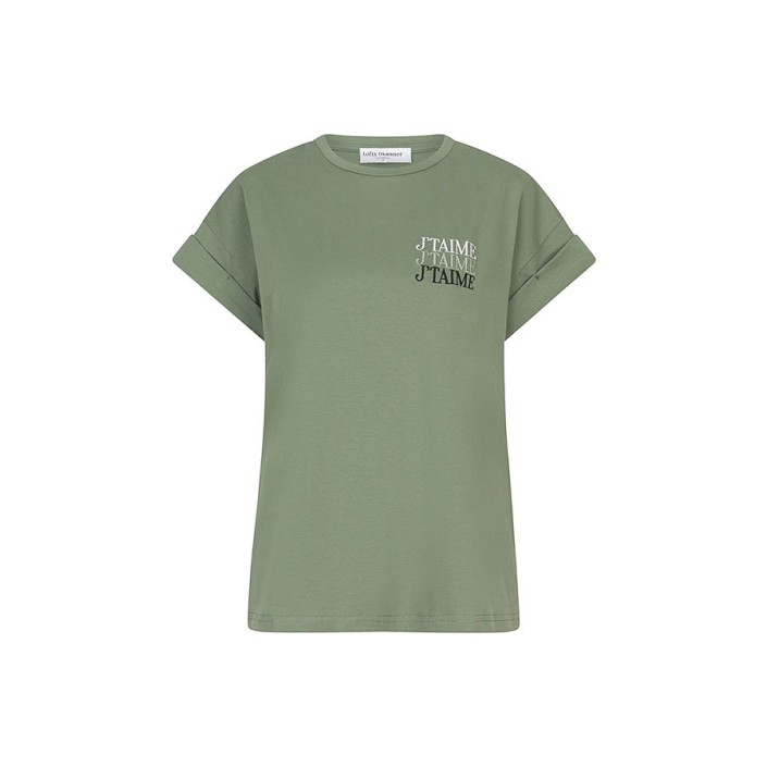 Lofty Manner T-shirt Lilou dark green | Freewear T-shirt Lilou - www.freewear.nl - Freewear