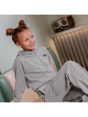 No Way Monday Ki Sweater with hood mid grey | Freewear Ki Sweater with hood - www.freewear.nl - Freewear