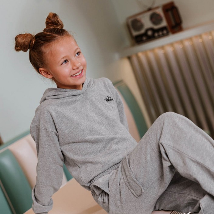 No Way Monday Ki Sweater with hood mid grey | Freewear Ki Sweater with hood - www.freewear.nl - Freewear