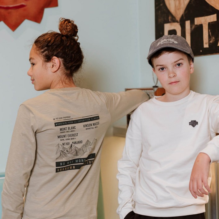 No Way Monday Ki T-shirt ls light grey | Freewear Ki T-shirt ls - www.freewear.nl - Freewear