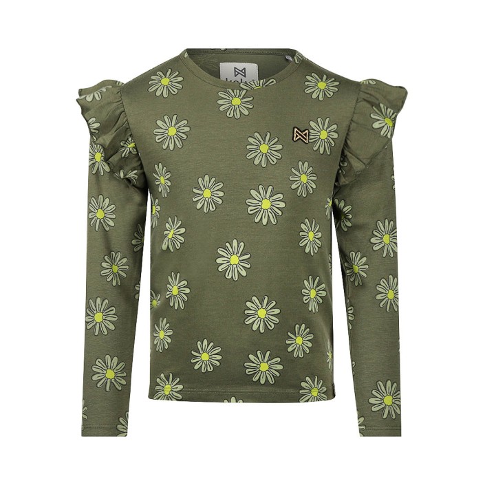 Koko Noko Ki T-shirt ls bloem army green | Freewear Ki T-shirt ls bloem - www.freewear.nl - Freewear