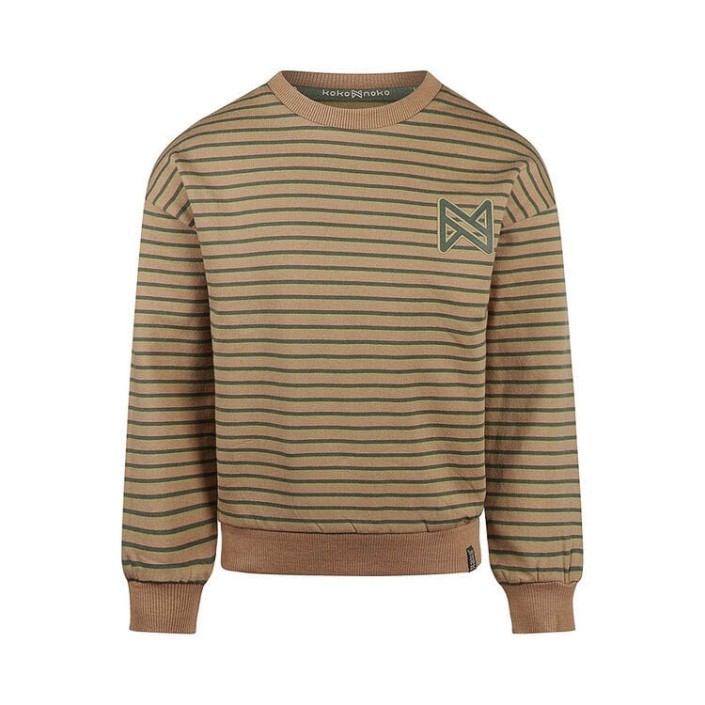 Koko Noko Ki Sweater dropped streep dark sand | Freewear Ki Sweater dropped streep - www.freewear.nl - Freewear