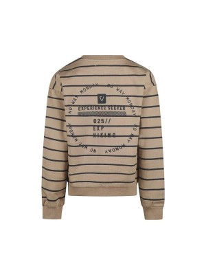 No Way Monday Ki Sweater streep light grey | Freewear Ki Sweater streep - www.freewear.nl - Freewear