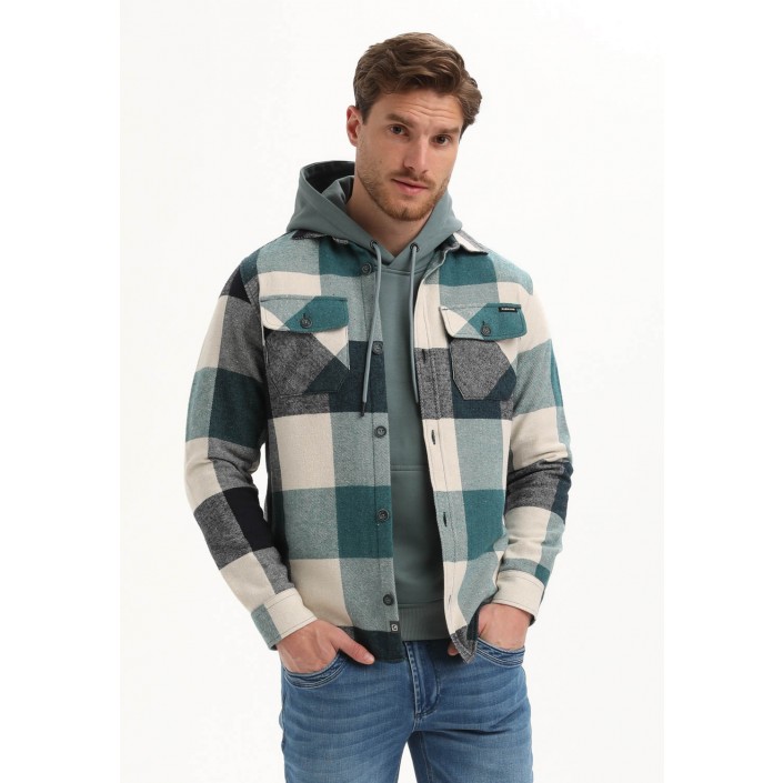 Gabbiano Overhemd ls geruit teal blue | Freewear Overhemd ls geruit - www.freewear.nl - Freewear