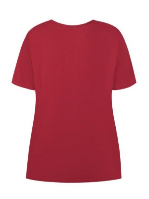 Ze-Ze T-shirt Bethany burgundy red | Freewear T-shirt Bethany - www.freewear.nl - Freewear